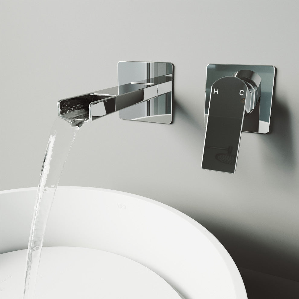 VIGO Atticus 5" H Single Handle Wall Mount Bathroom Faucet, Chrome