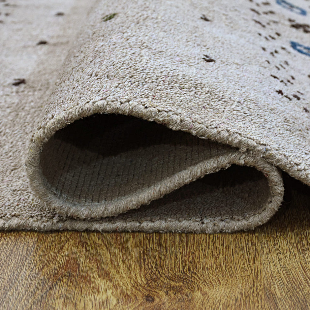 HAND KNOTTED LOOM SILK ECO-FRIENDLY AREA RUG-8'x11',Rectangle,Beige,Contemporary
