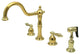 Kingston Brass Widespread Kitchen Faucet With Brass Sprayer, Polished Brass