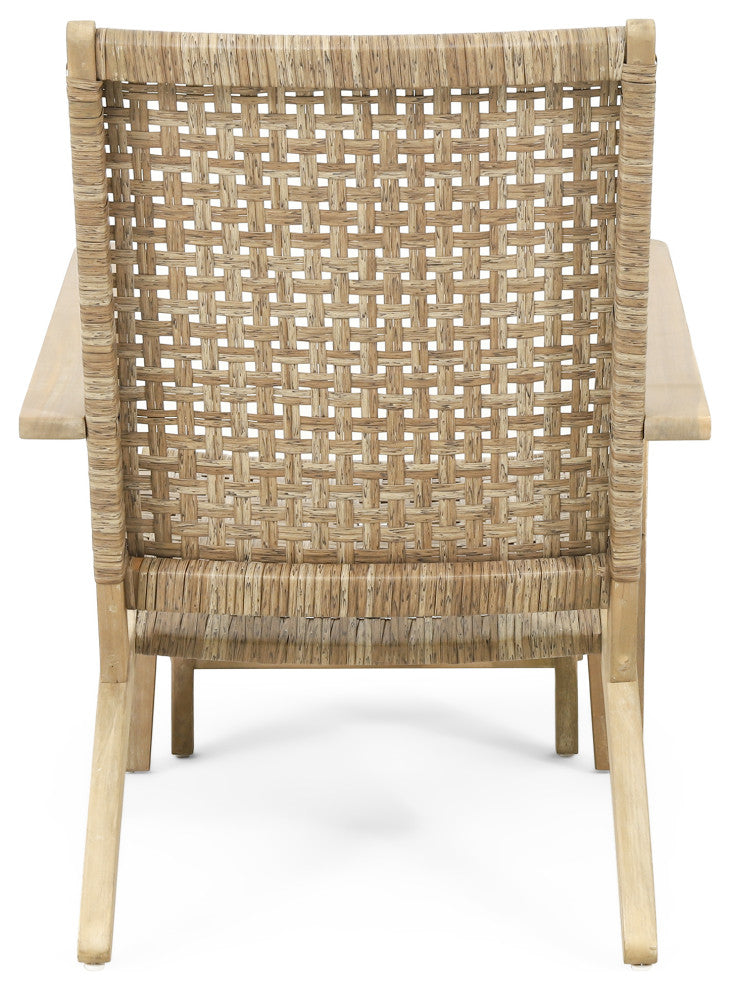 Arlost Outdoor Wicker Lounge Chair With Ottoman, Set of 2