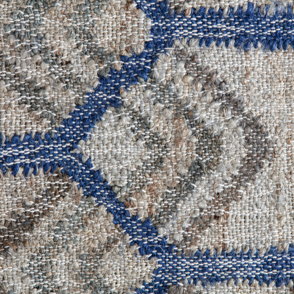 8' x 10' Marquesas Ivory and Blue Trellis Flatweave Area Rug