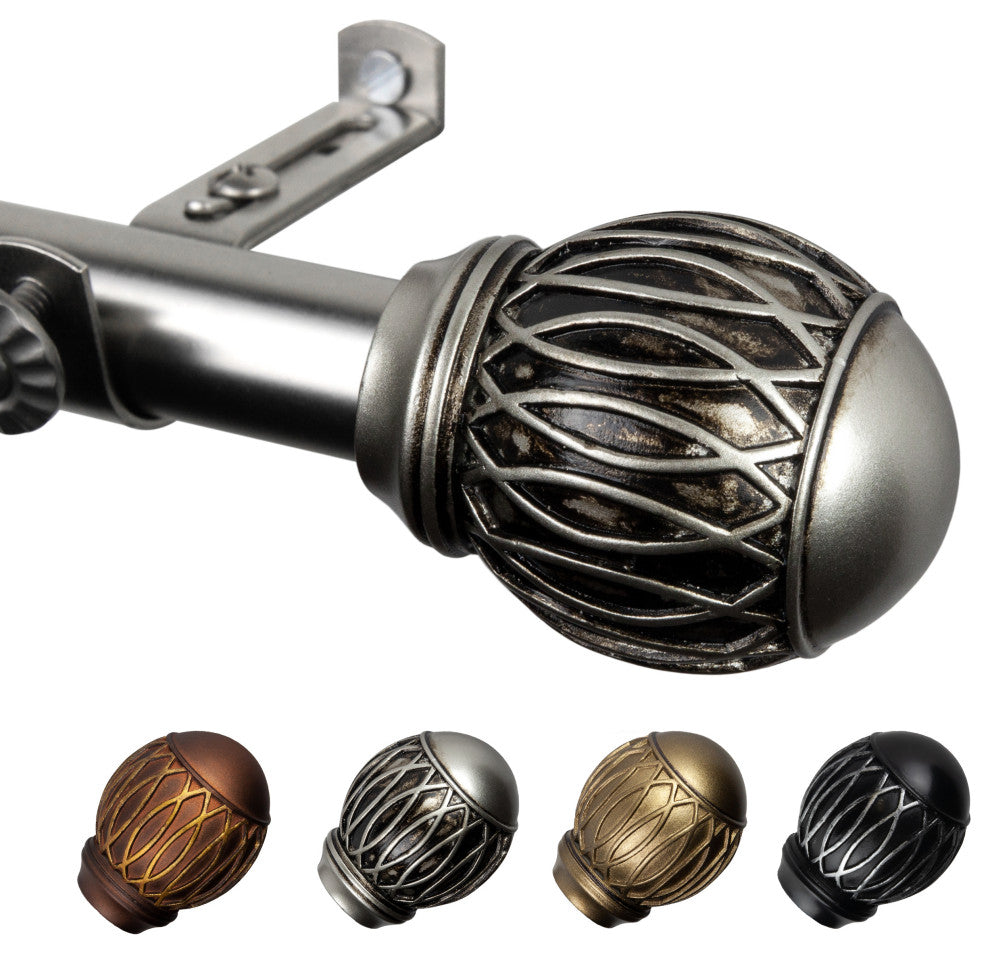 Denny 13/16" Curtain Rod, Satin Nickel, 120-170"