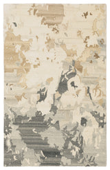 Athena Marbled Abstract Beige/ Charcoal Hand-Tufted Wool Rug 5' x 8'
