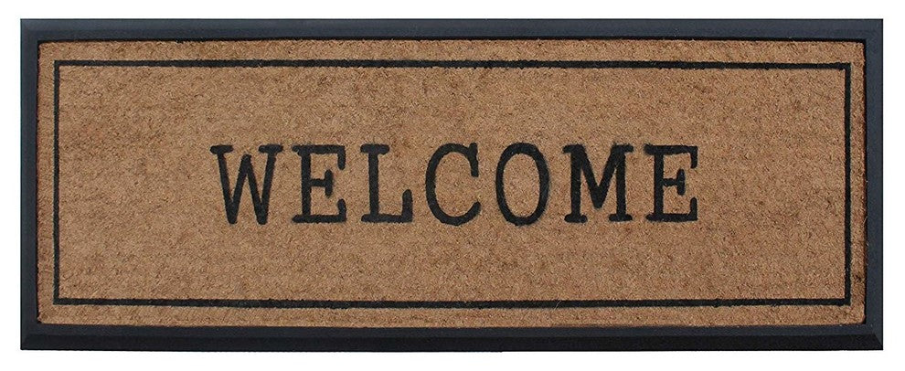 A1HC First Impression Welcome Hand-Crafted Rubber Coir Double Door Mat, 18"X48"