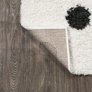 Pere Modern Charcoal Dot Shag, White/Black, 2x10