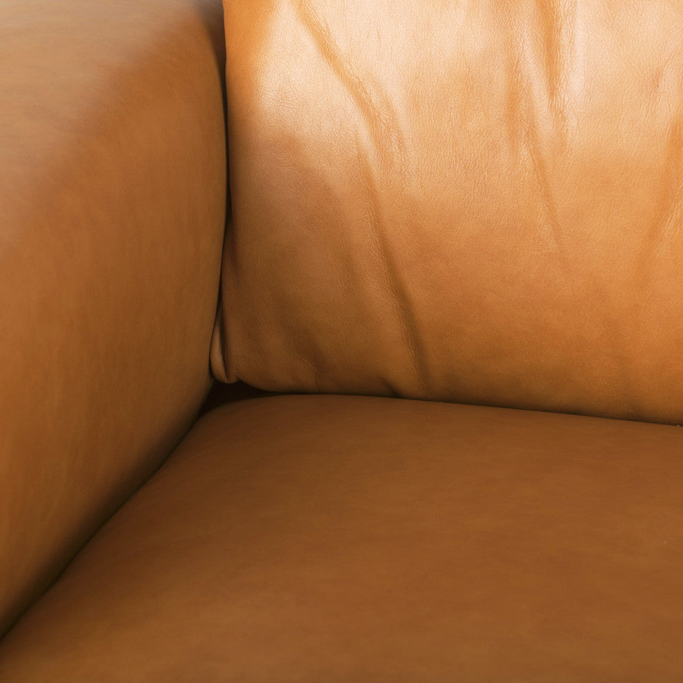 Cedrick 90.6Lx36.6Wx31.5H Tan Leather Sofa