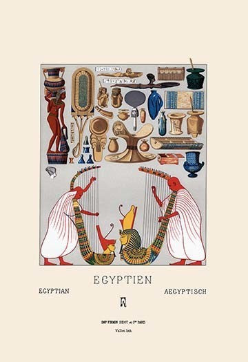 Egyptian Domestic Utensils and Two Large Harps- Gallery Wrapped Canvas Art