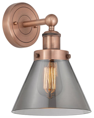 Large Cone 1-Light 7" Sconce, Antique Copper Finish, Plated Smoke Shade