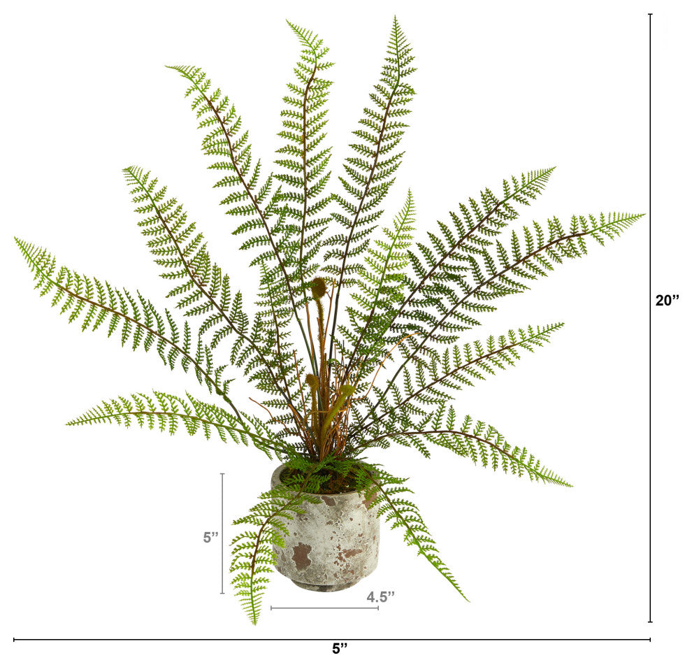20" Fern Artificial Plant, Decorative Planter