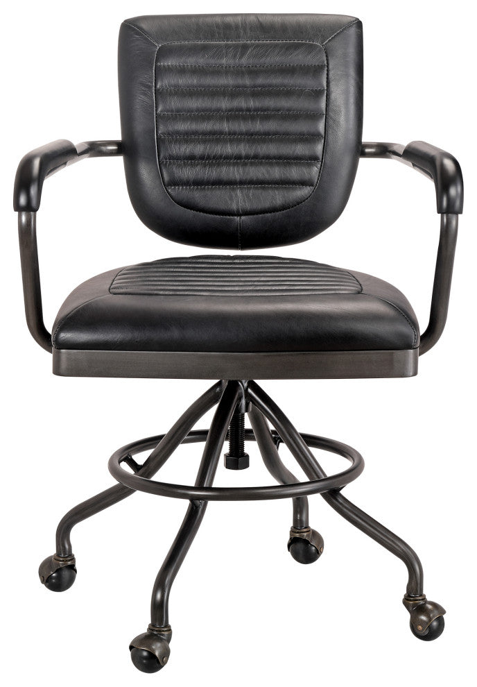 Foster Swivel Desk Chair Onyx Black Leather