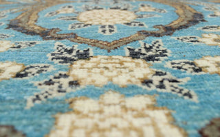 Fine Chobi Muntaqim Light Blue/Brown Rug, 6'3x9'1