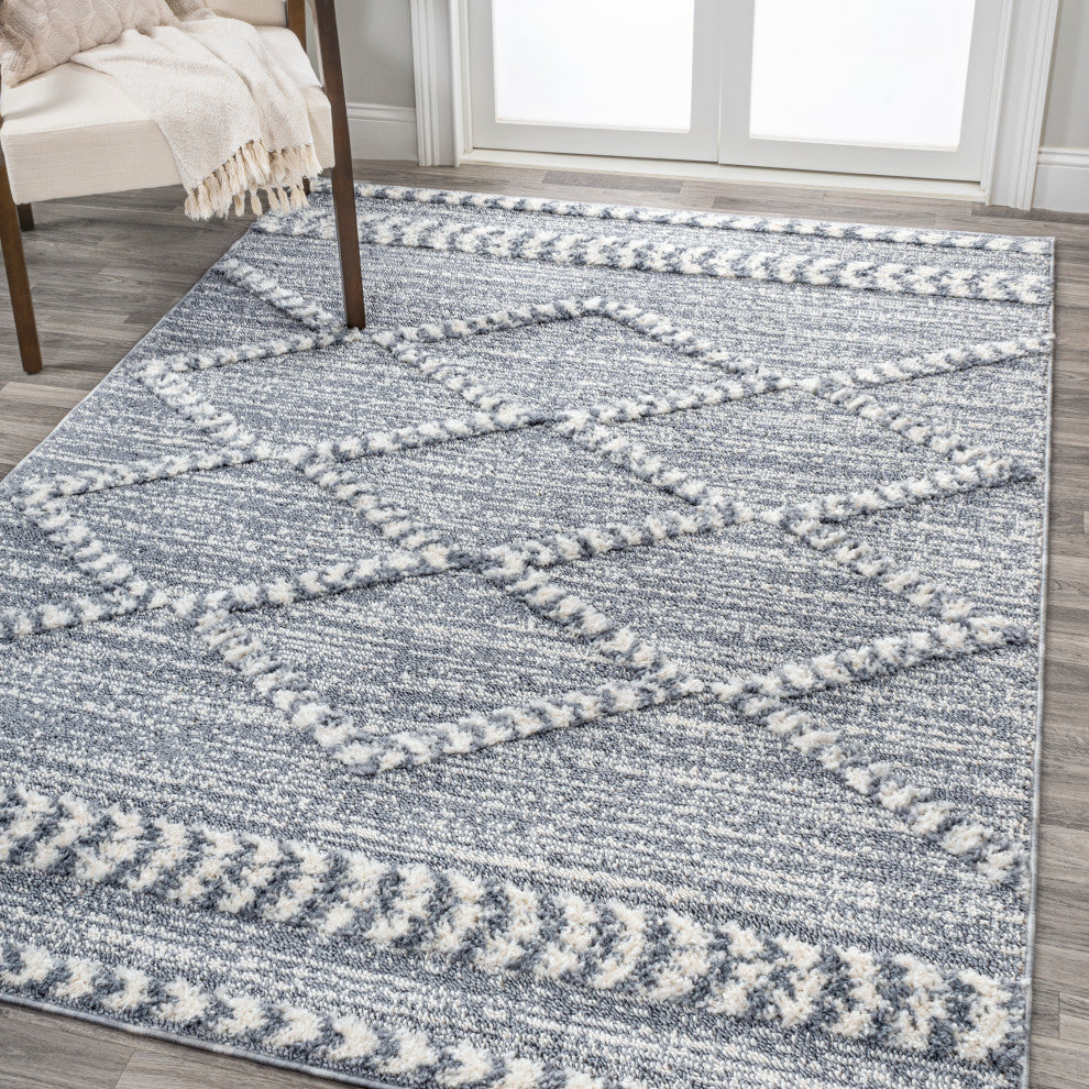 Sofie Moroccan Trellis High-Low Gray/Cream 3'x5' Area Rug