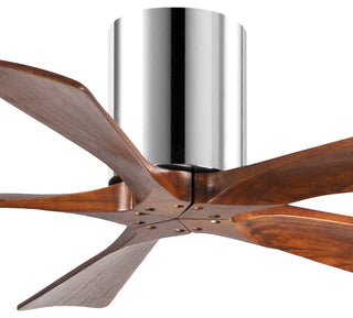 Irene-5 42" Hugger Ceiling Fan, Polished Chrome With Walnut Blades