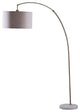Benzara BM240433 Floor Lamp With Curved Metal Frame and Drum Shade, Antique Gold