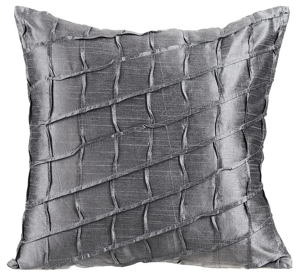 Silver Decorative Pillow Shams 24"x24" Silk, Silver Is Best