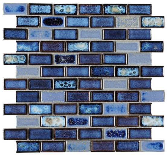 Mosaic Brick Series Handmade Porcelain Tile For Swimming Pool, Wet Areas & More, Royal Blue