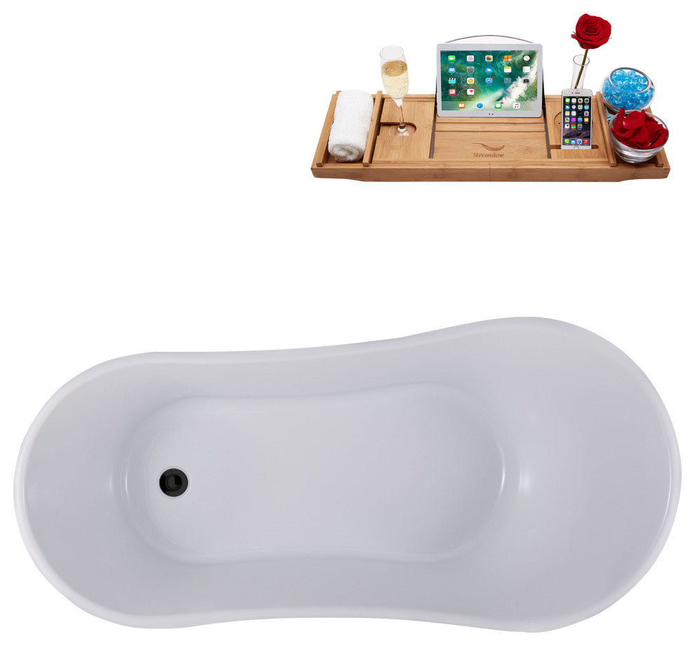 63" Streamline N366BL-IN-BL Clawfoot Tub and Tray With Internal Drain