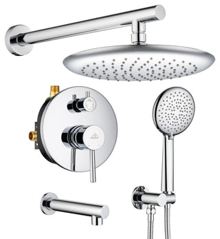 9.5 inch Wall-mounted Complete Shower System with Handheld and Tub Spout, Chrome