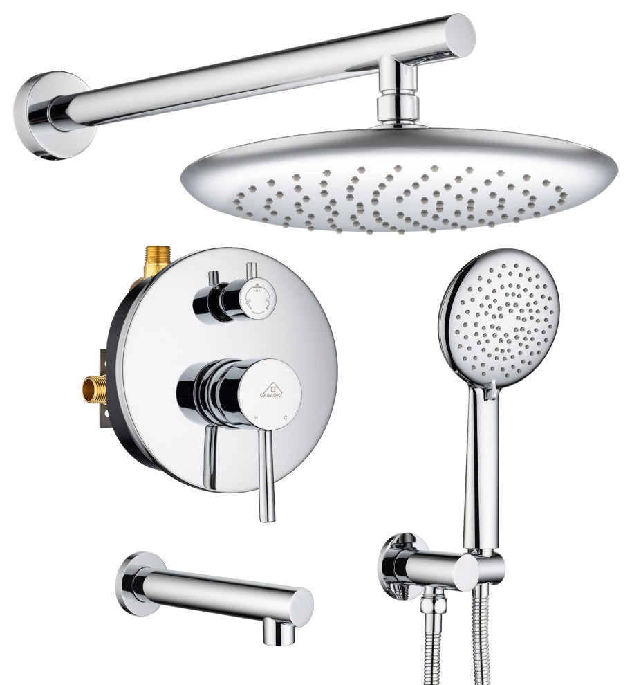9.5 inch Wall-mounted Complete Shower System with Handheld and Tub Spout, Chrome