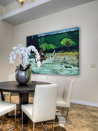 "Catching Salmon" Painting Print on Wrapped Canvas