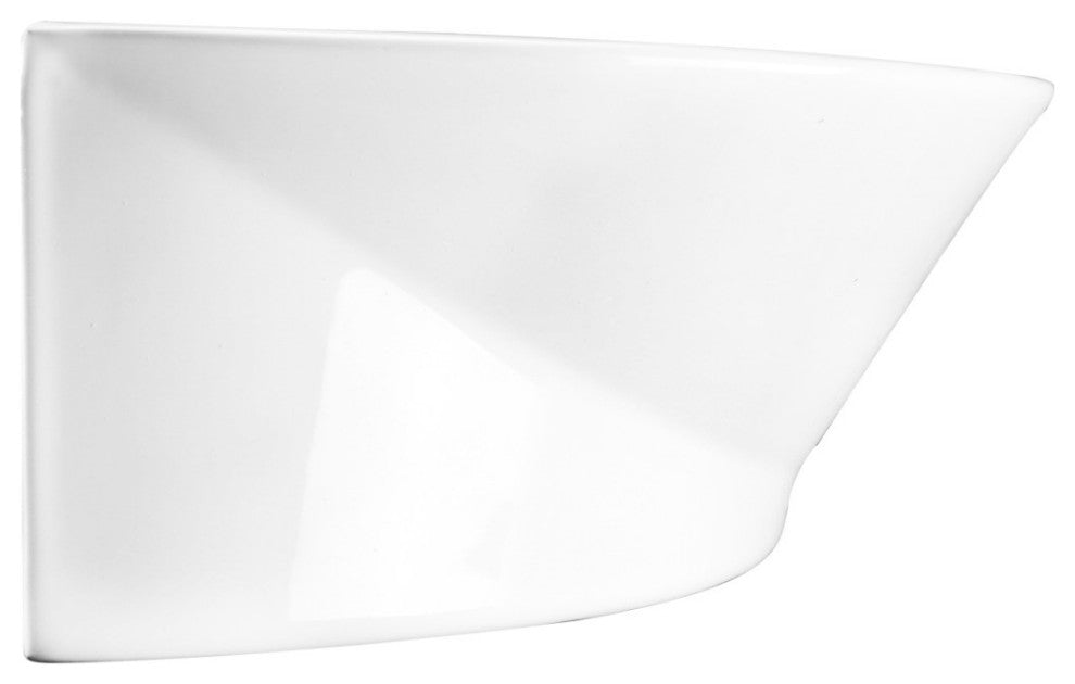 White Ceramic Bathroom Wall Mount Sink 17" Oval Basin with Faucet Hole Overflow