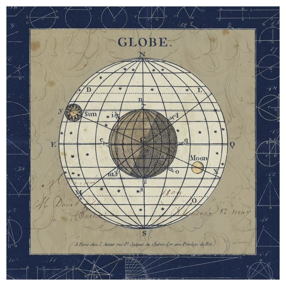 "Globe Blue" Digital Paper Print by Sue Schlabach, 20"x20"