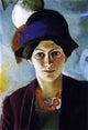 August Macke Portrait of the Artist's Wife With Hat Gallery Wrapped Canvas Print