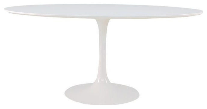 Oval Shiny White MDF Dining Table, 66"