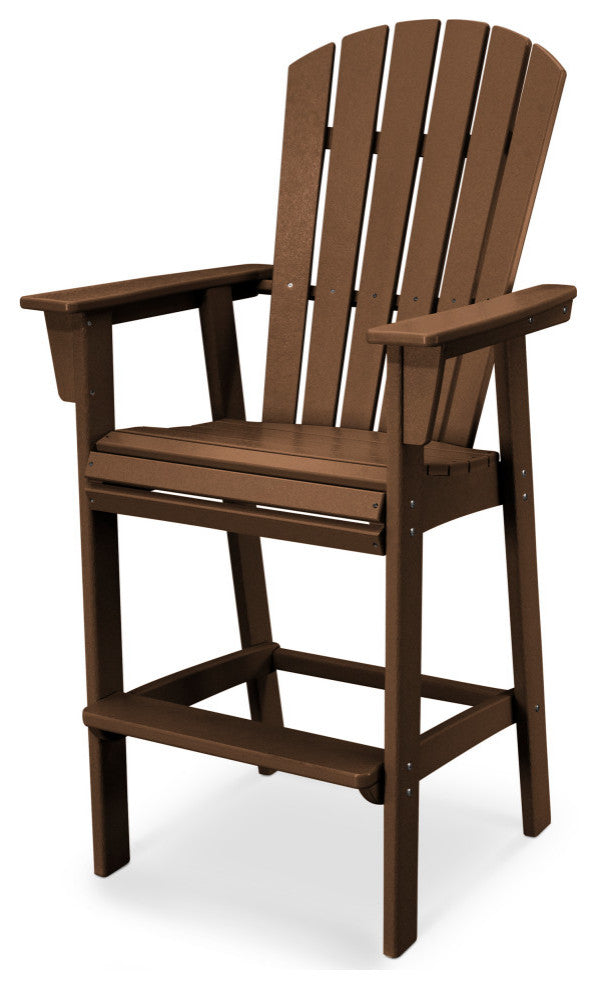 POLYWOOD Nautical Adirondack Bar Chair, Teak