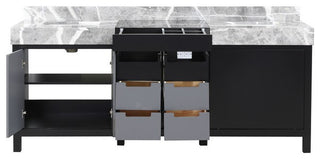 Zilara 80" Black and Grey Double Vanity, Castle Grey Marble Tops