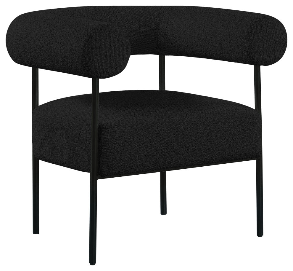 Blake Boucle Fabric Upholstered Accent Chair, Black