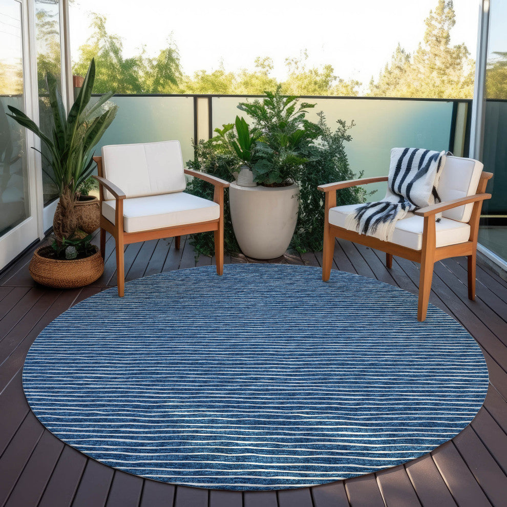 Indoor/Outdoor Laidley LA1 Navy Machine Washable 10' x 10' Rug