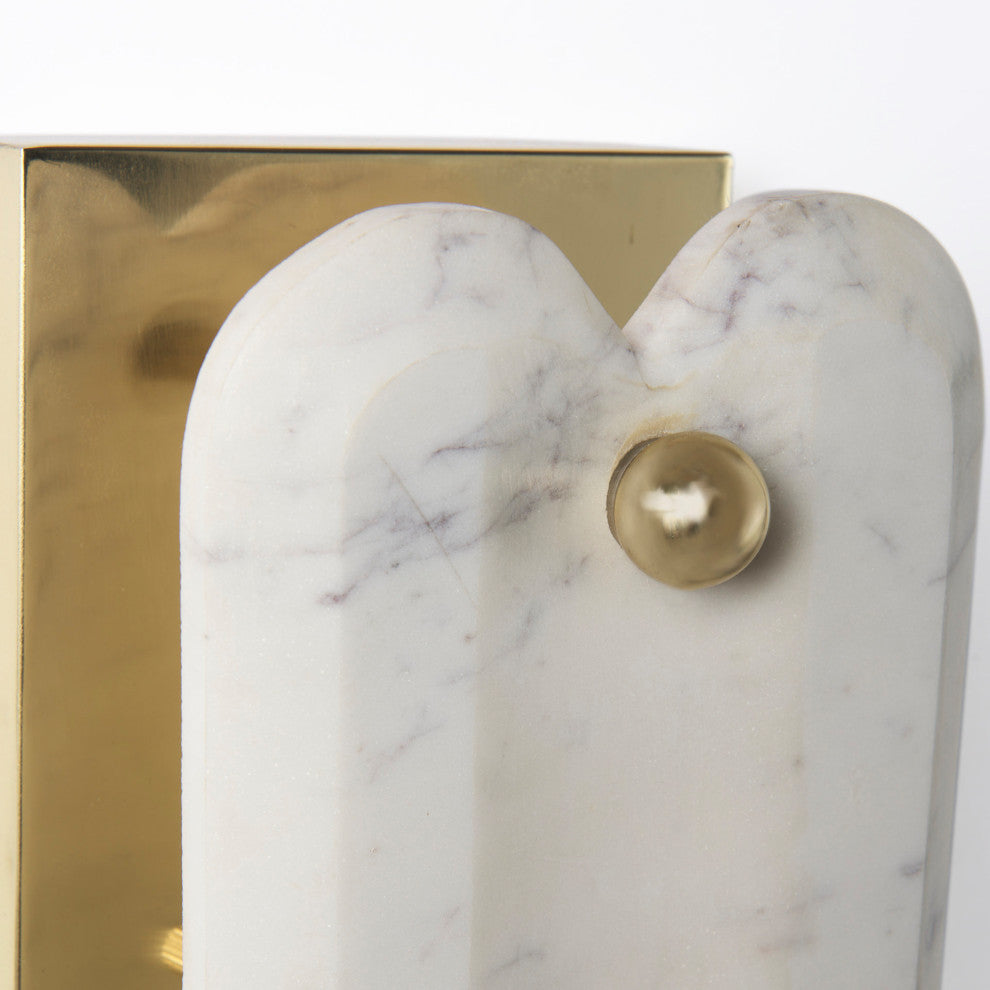 Stein 5Lx6W Gold With White Marble Shade Wall Sconce