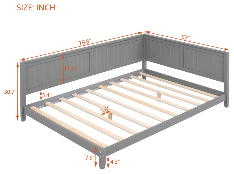 Gewnee Full Size Solid Wood Daybeds,Gray