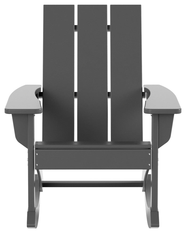 WestinTrends Set of 2 Modern Adirondack Outdoor Rocking Chairs, Gray