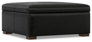 Gabbie Square Coffee Table Storage Ottoman, Midnight Black