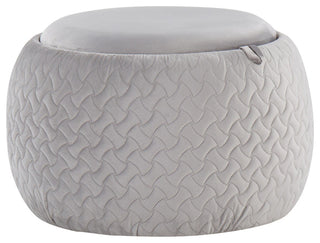 Tray Pouf, Silver Velvet, Natural Wood