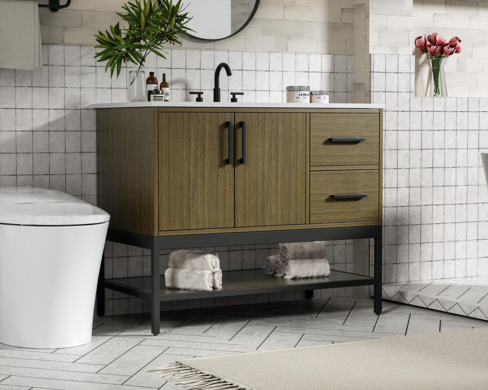 Home Living 42" Single Bathroom Vanity, Chestnut Brown