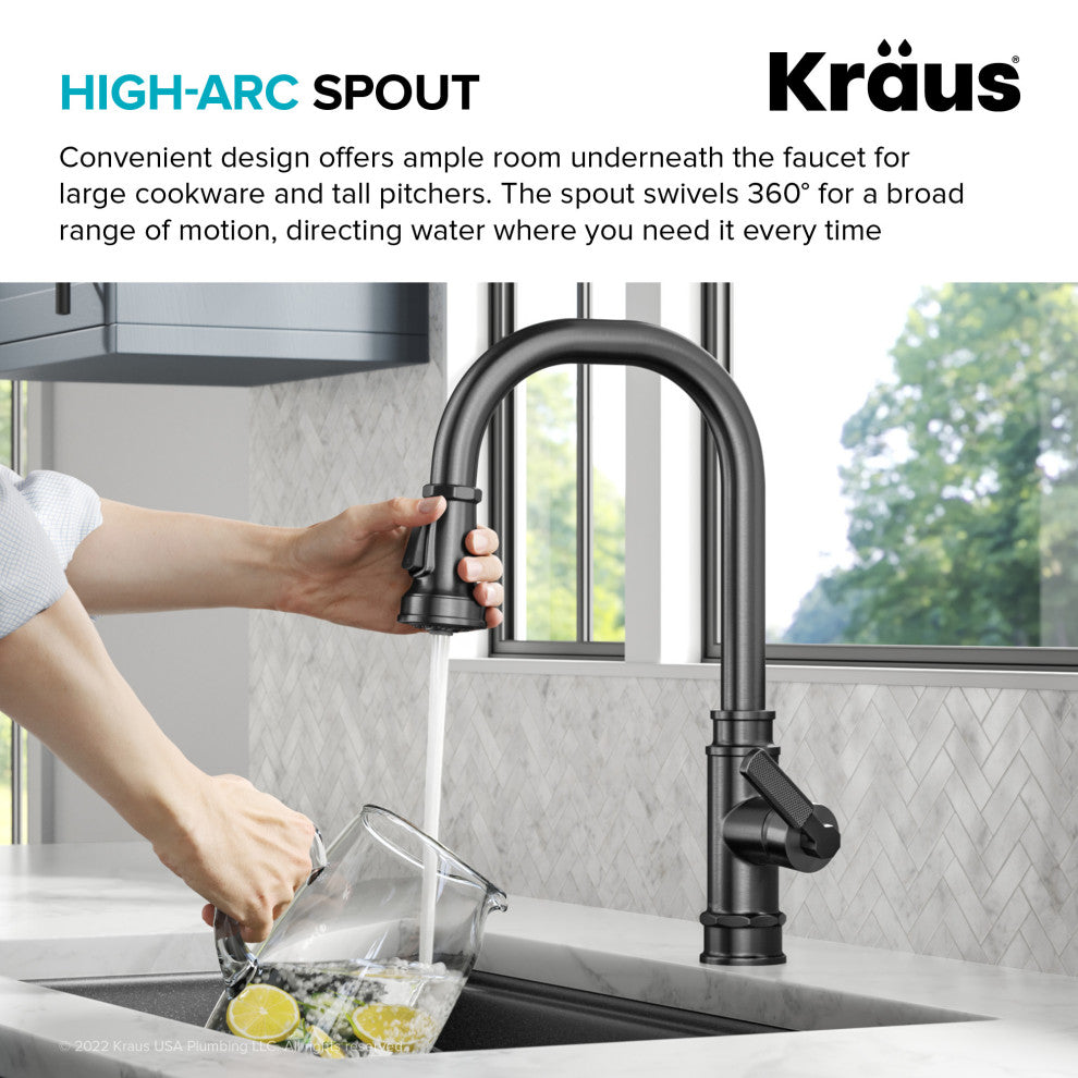 Sellette Pull-Down Kitchen Faucet, Spot Free Black Stainless, Model Kpf-4101sfsb