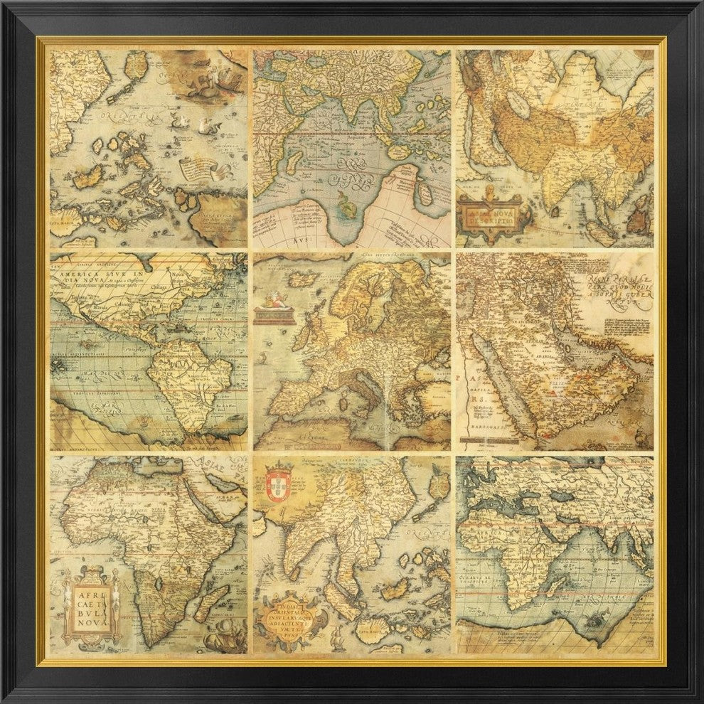 "Around the World I" Framed Canvas Giclee by Joannoo, 34x34"