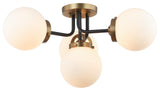 4 - Litght Semi-Flush Sputnik Ceiling Light in Aged Brass & Matte Black