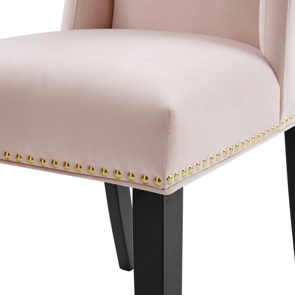Dining Chair, Nailhead, Set of 2, Pink, Velvet, Modern, Cafe Bistro Hospitality