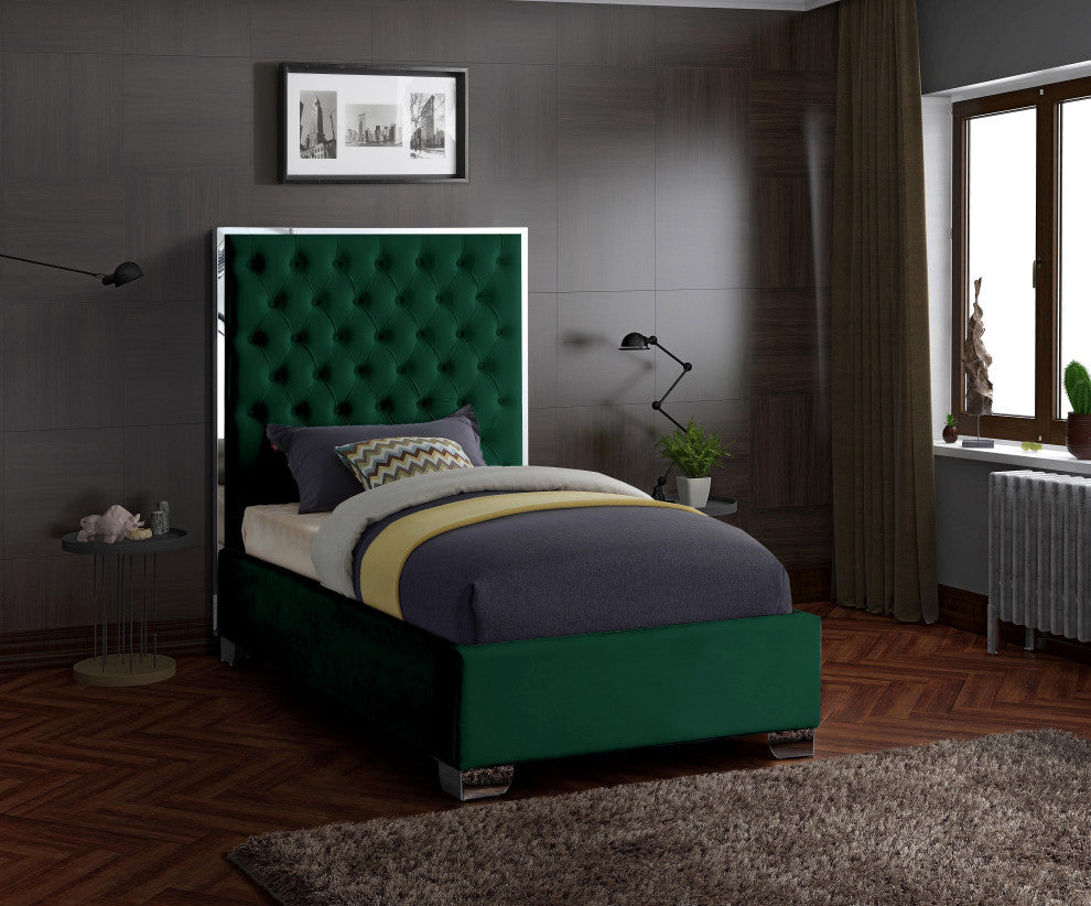 Lexi Velvet Bed, Green, Twin