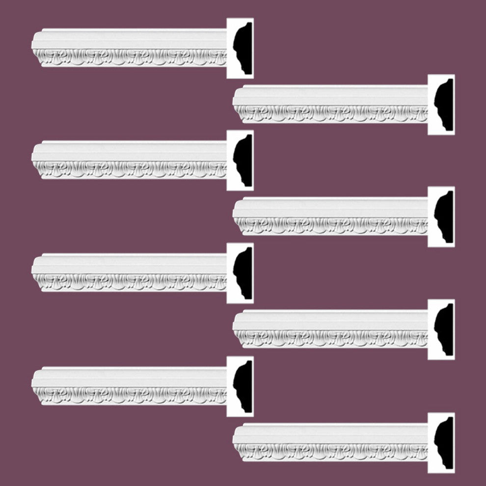 Ornate Cornice White Urethane Design 8 Pieces Totaling 752" Length