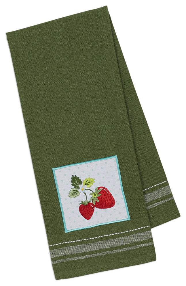 Strawberry Patch Embellished Dishtowel