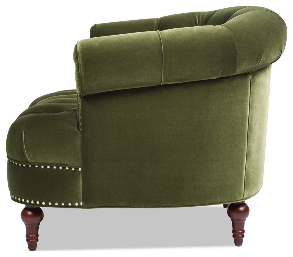 La Rosa 42" Chesterfield Tufted Accent Chair, Olive Green Performance Velvet