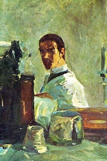 Self Portrait Looking in a Mirror - Canvas Poster 20" x 30"