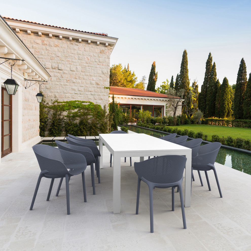 Sky Pro Extendable Dining Set 11 Piece White, DarkGray