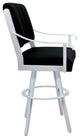 Leather Swivel Metal Bar Stool - Memphis on Warren Base, Black Leather on White, 34"