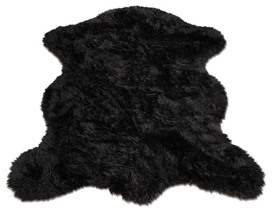 Classic Black Bear Pelt, Faux Fur Rug, 28"x43"